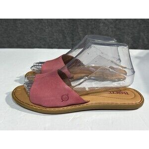 Born Jada Leather Slip On Open Toe Flat Slides Sandals Pink Women's Size 8M